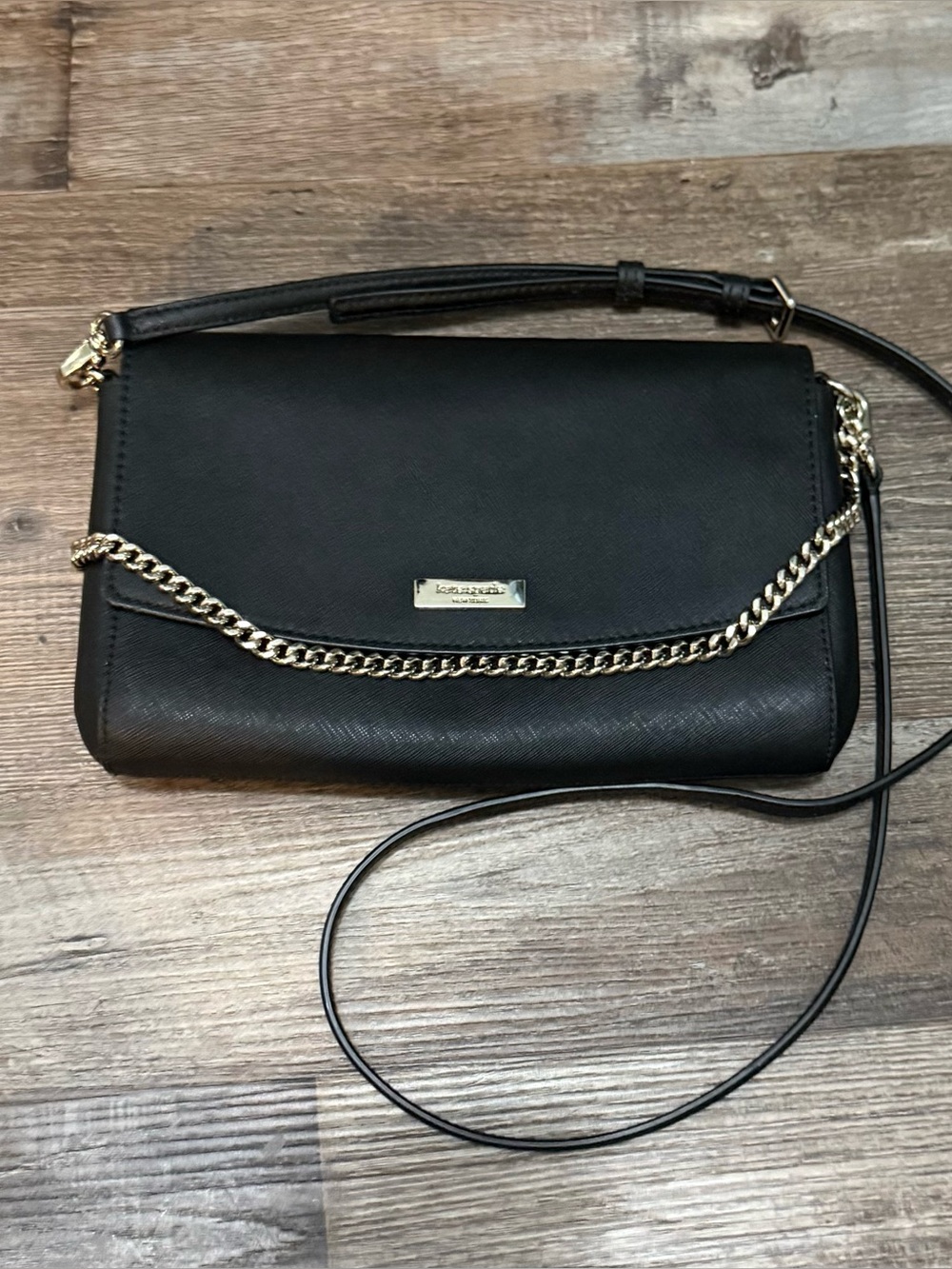 kate spade Black Crossbody with Silver Chain Detail
